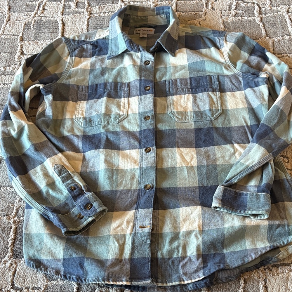 Carhartt Green and Blue Plaid Shirt
